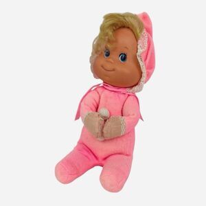 RARE Vintage 1970 Mattel Itsy Bitsy Beans Baby Doll Piffle Pink Blonde Blue Eyes